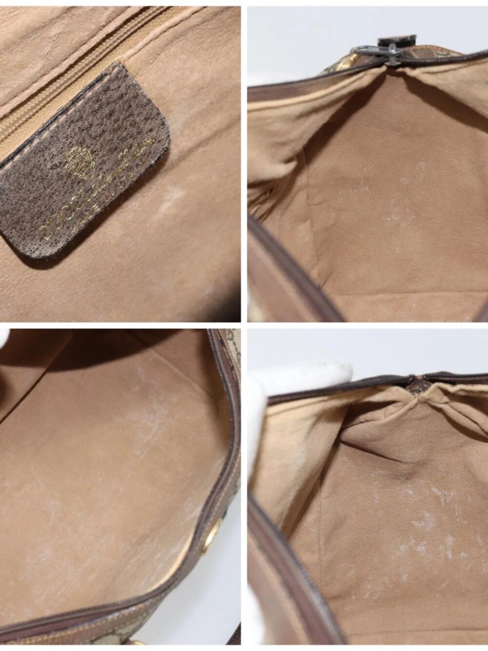 GUCCI GG Supreme Web Sherry Line Bag PVC Beige Gold - Picture 15 of 16